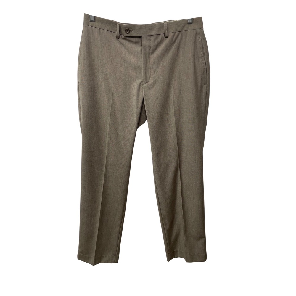 Lauren Ralph Lauren Mens Brown Plaid Flat Front Dress Pants 33W x 30L Office New